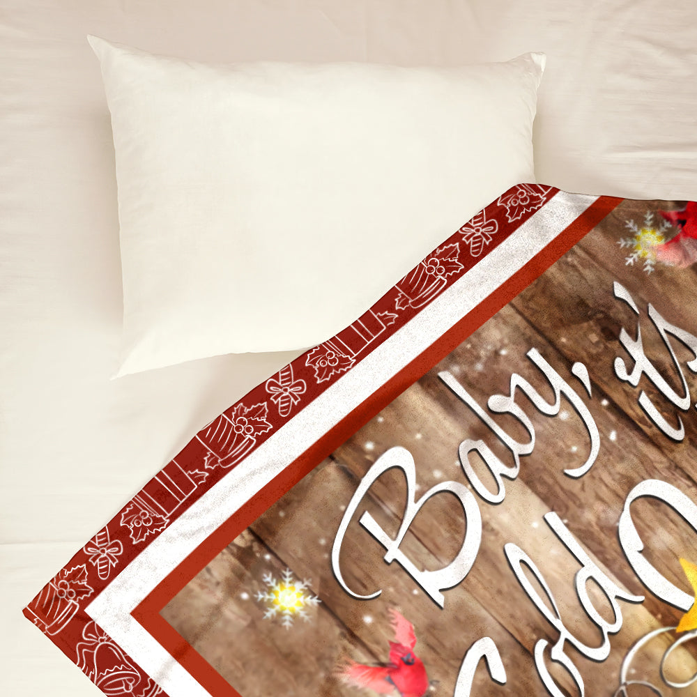 Cardinal Snowman Christmas Flannel Blanket For Cozy Bedroom Sofa Decor