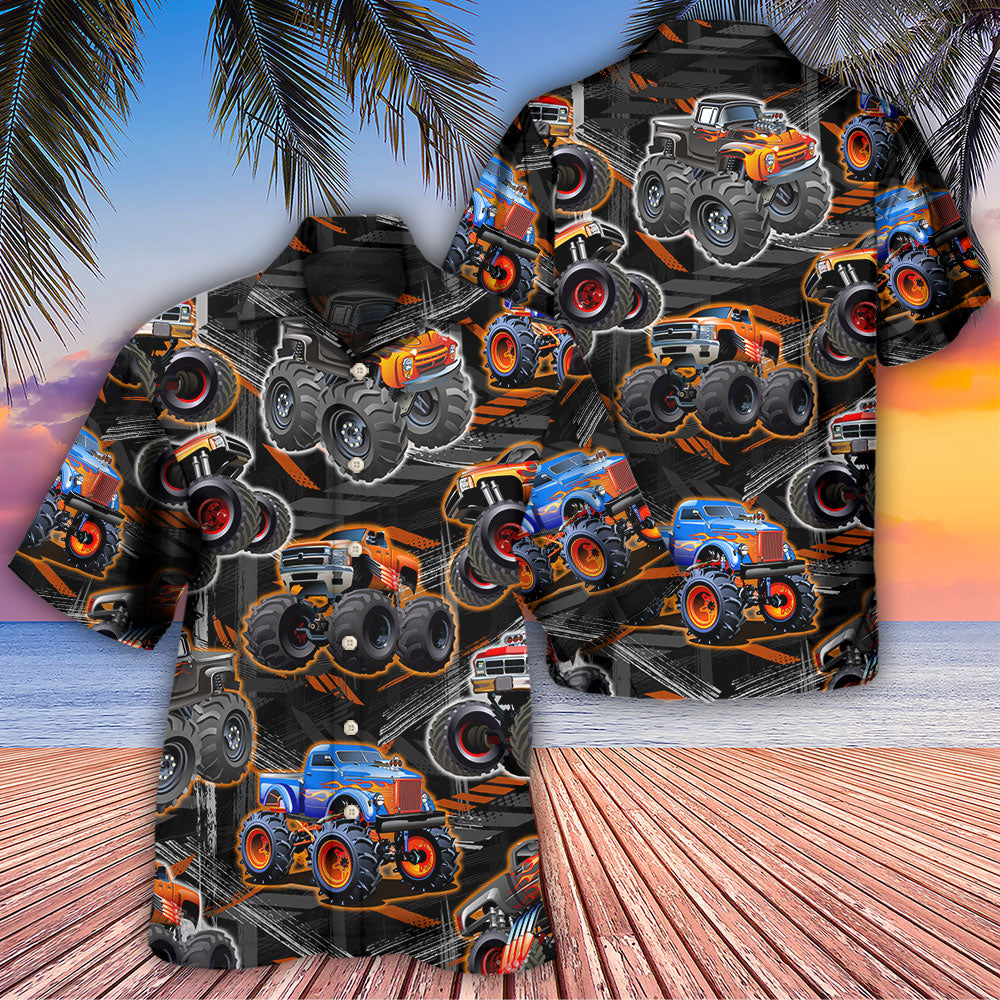 Monster Truck Racing Hawaiian Shirt Resort Outfit View For Beach Days