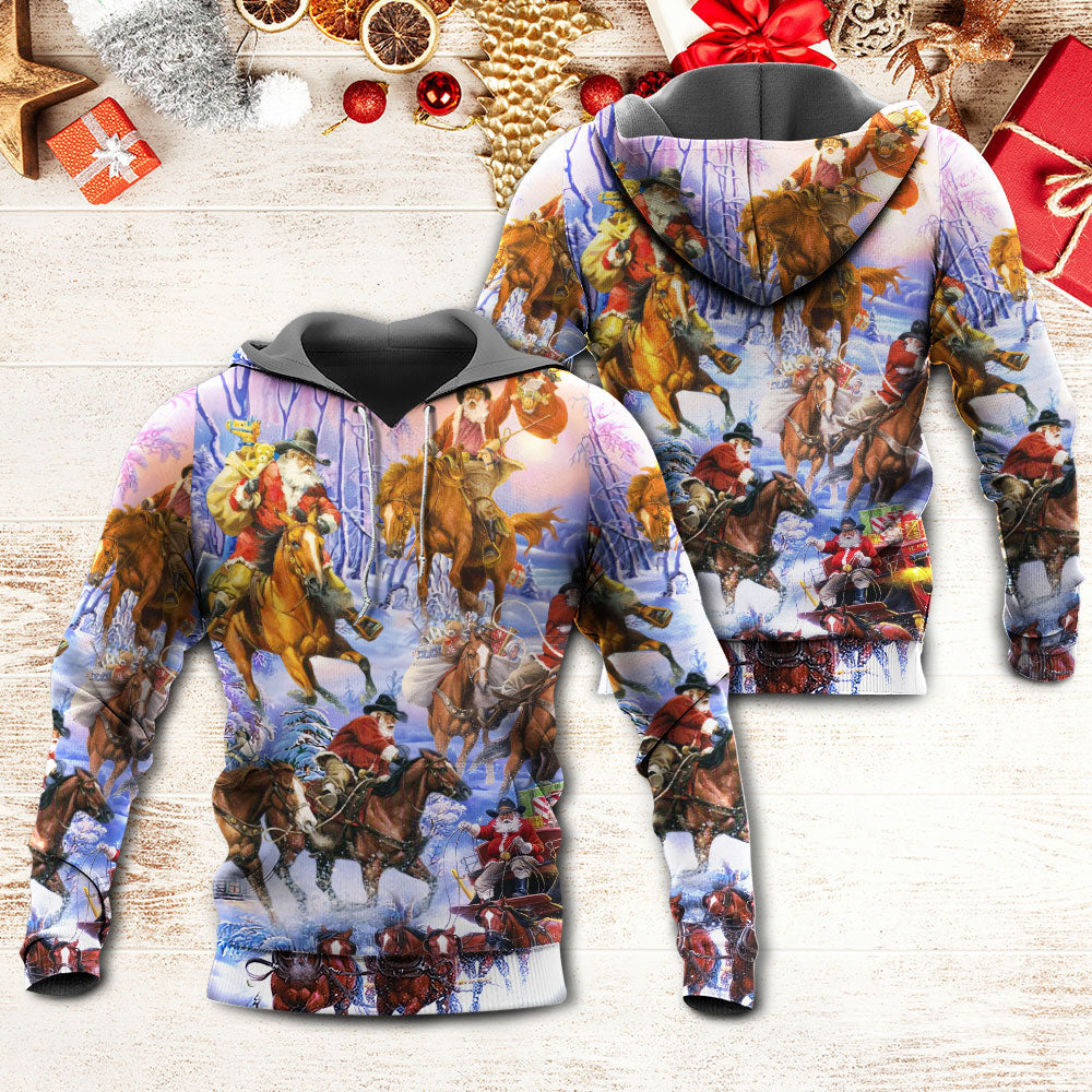 Christmas Santa Horse Holiday Cheer Hoodie For Festive Days Casual Adventures And Thoughtful Seasonal Gifting