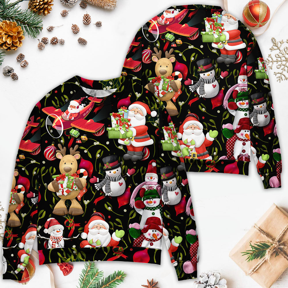 Christmas Joyful Santa Snowman Merry Xmas Sweater For Seasonal Parties Cozy Gatherings And Thoughtful Holiday Gifts