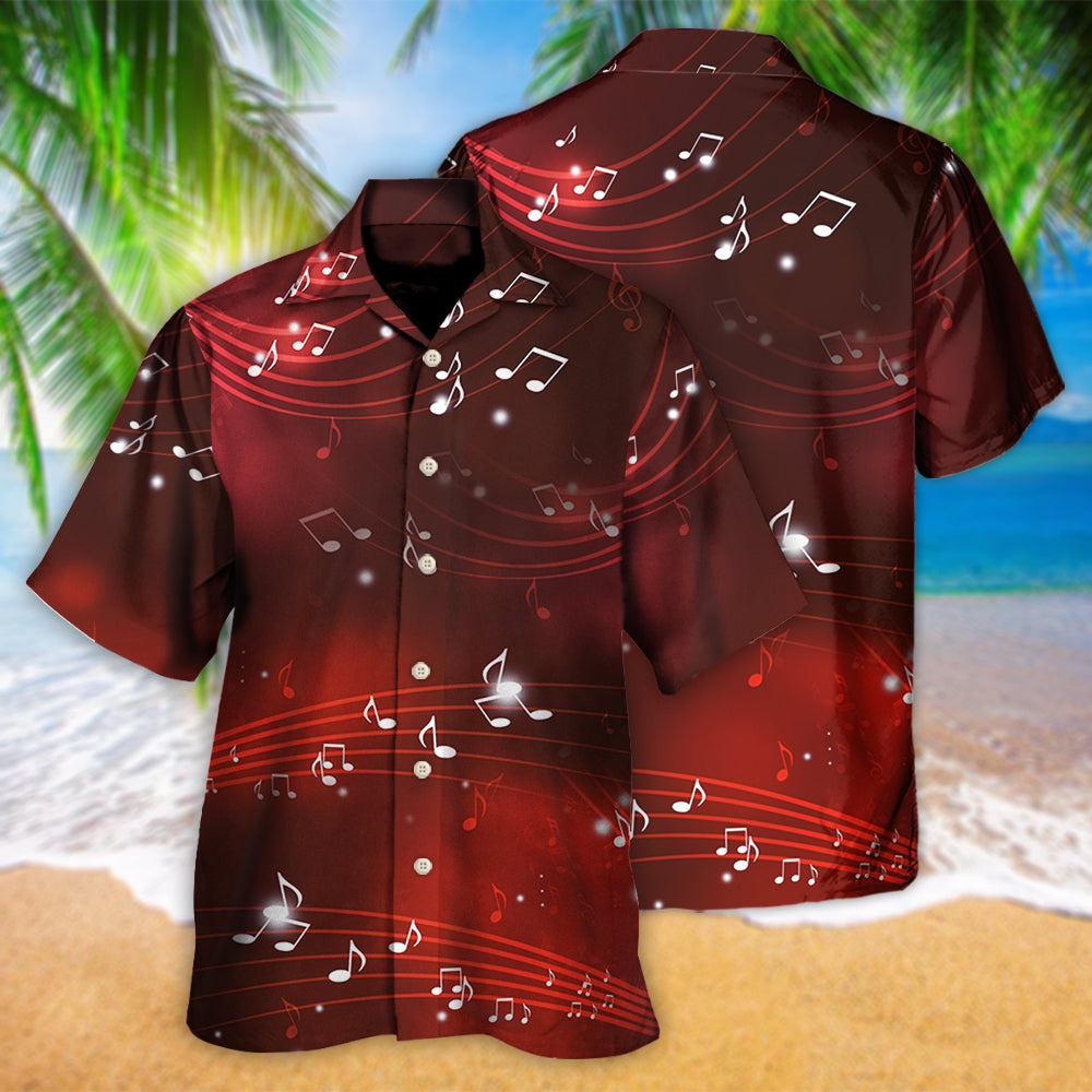 Dark Red Music Musical Notes Blurry Lights Hawaiian Shirt Pattern Detail For Vacation Travel And Daily Wear