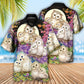 Floral Owl Family Hawaiian Shirt Detailed Pattern View For Summer Travel