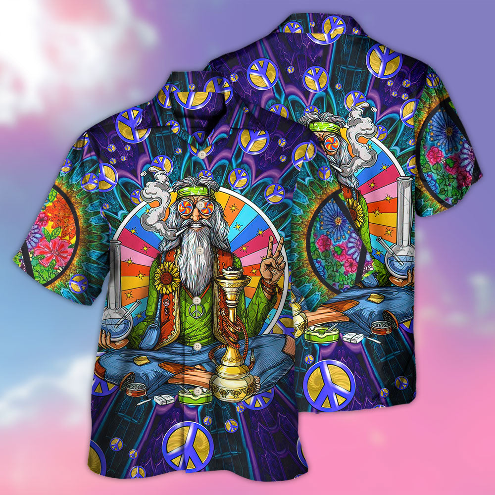 Bohemian Vintage Peace Sign Humor Hawaiian Shirt For Summer Events And Casual Outdoor Wear