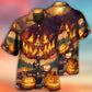 Halloween Burning Pumpkin Crazy Hawaiian Shirt Button Front Artwork For Weekend Trips