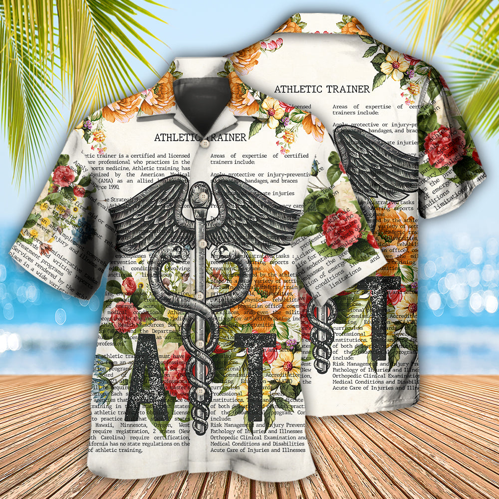 Floral Athletic Trainer Dictionary Hawaiian Shirt Artwork View For Weekend Travel And Beach Style