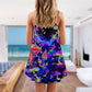 Hippie Mushroom Galaxy Colorful V-Neck Sleeveless Cami Dress For Festivals Travel And Relaxed Casual Summer Wear