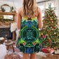 Nordic Green Christmas Style V-Neck Sleeveless Cami Dress For Festive Events And Casual Summer Styling