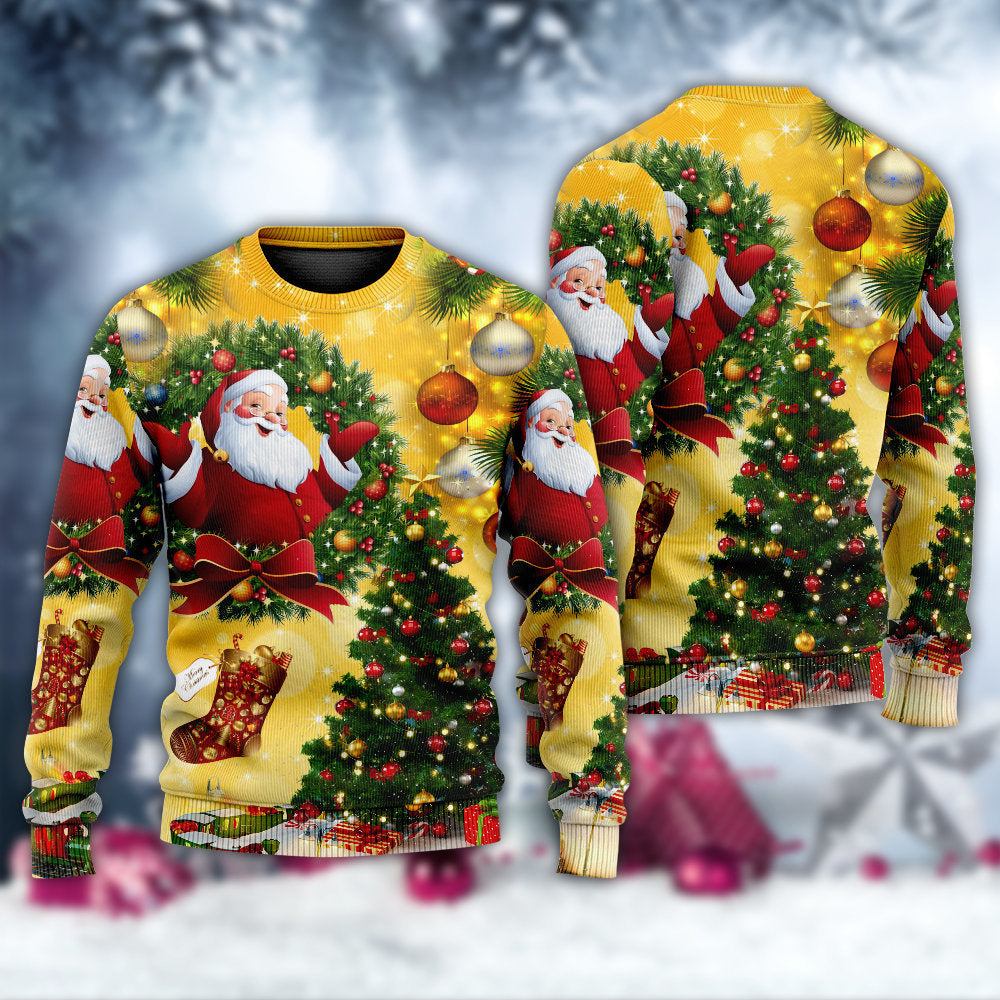 Christmas Tree Yellow Santa Claus Sweater For Seasonal Parties Cozy Gatherings And Thoughtful Holiday Gifts