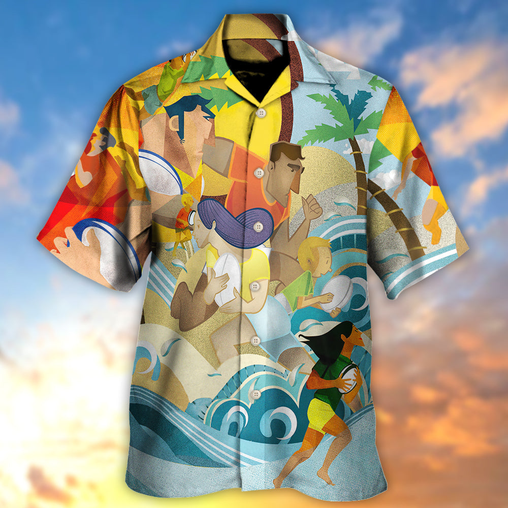 Rugby Beach Family Hawaiian Shirt Resort Outfit View For Casual Outings