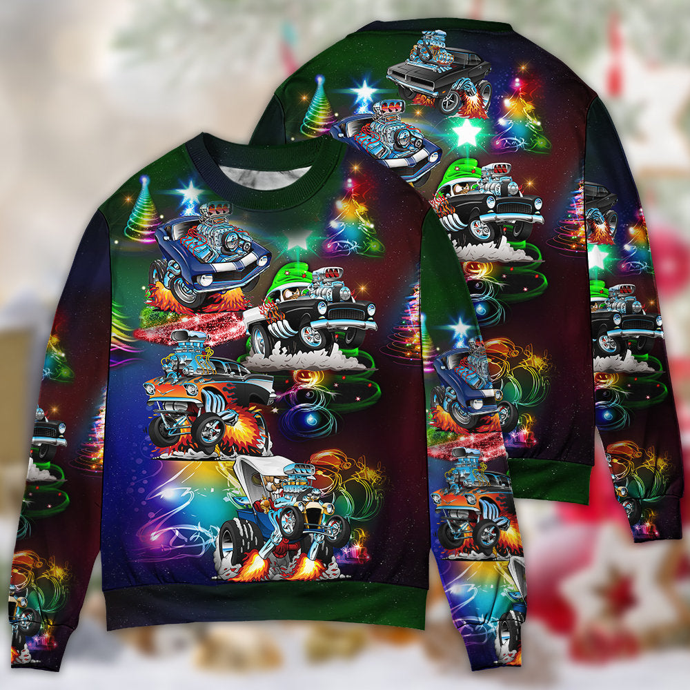 Car Christmas Neon Sweater For Holiday Parties Family Gatherings And Seasonal Gift Giving