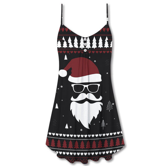 Christmas Rooftop Santa Click Click – Women's Summer Sleeveless V-Neck Camisole Dress