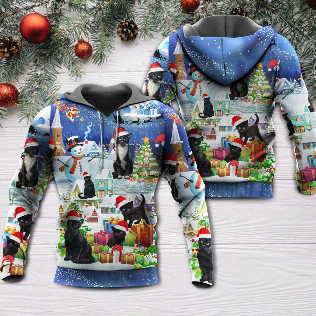 Black Christmas Cat Catmas Hoodie For Festive Days Casual Adventures And Thoughtful Seasonal Gifting
