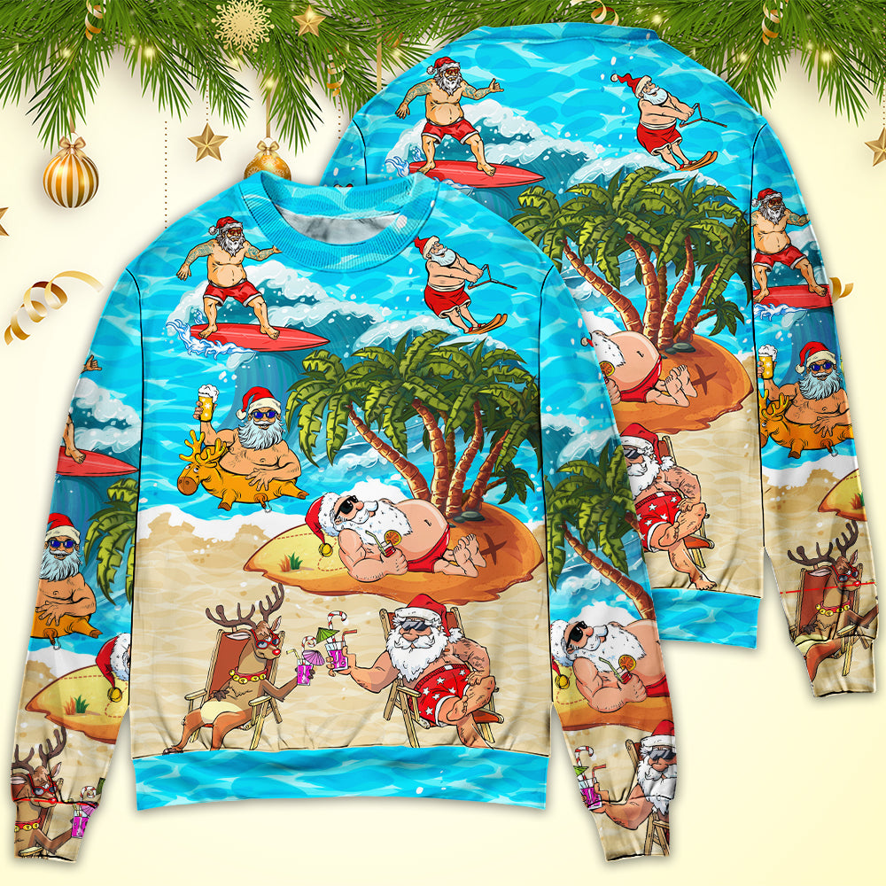 Christmas Santa Beach Holiday Funny Sweater For Seasonal Parties Cozy Gatherings And Thoughtful Holiday Gifts