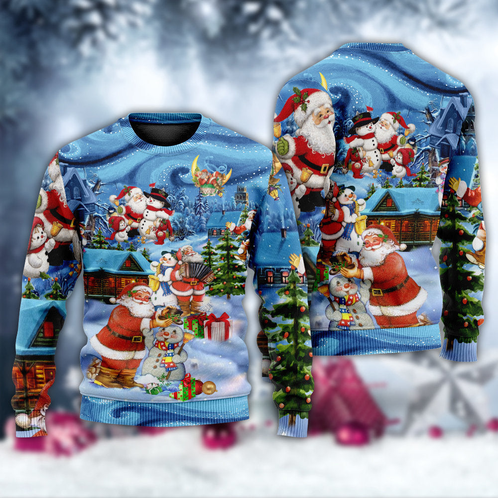 Christmas Santa And Snowman Best Friends Sweater For Seasonal Parties Cozy Gatherings And Thoughtful Holiday Gifts