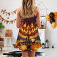 Halloween Burning Pumpkin Night V-Neck Sleeveless Cami Dress For Spooky Season Events And Relaxed Casual Styling