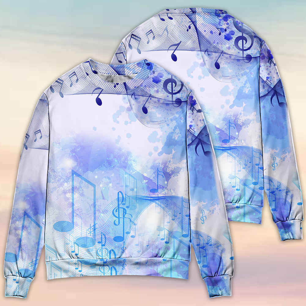 Watercolor Music Notes Sweater For Live Events Travel And Relaxed Creative Outfits