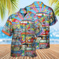Bohemian Colorful Van Peace Hawaiian Shirt Pattern View For Relaxed Warm Weather Outfits