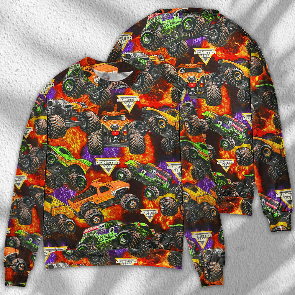Monster Truck Packed Power Sweater For Road Trips Weekend Gatherings And Thoughtful Gift Giving