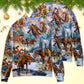 Christmas Santa Riding Horse Snow Mountain Sweater For Festive Parties Family Photos And Comfortable Seasonal Wear