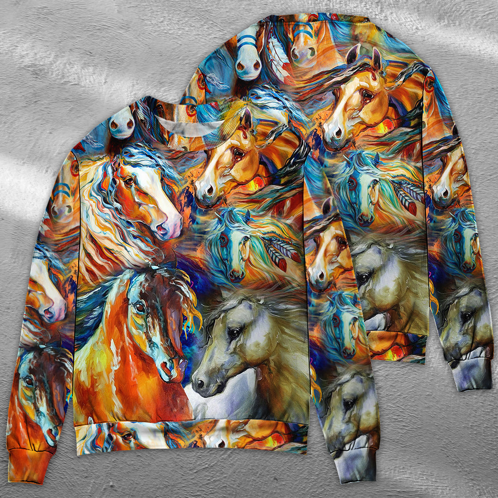 Colorful Horse Face Sweater For Casual Wear Travel Parties And Comfortable Seasonal Style