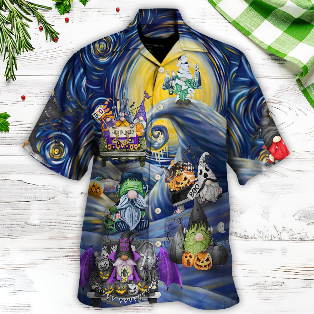 Spooky Gnome Halloween Haunted House Hawaiian Shirt Artwork View For Coastal Escapes And Resort Style