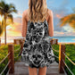 Skull Smoke Dark Life Theme V-Neck Sleeveless Cami Dress For Festivals Travel And Relaxed Casual Summer Wear