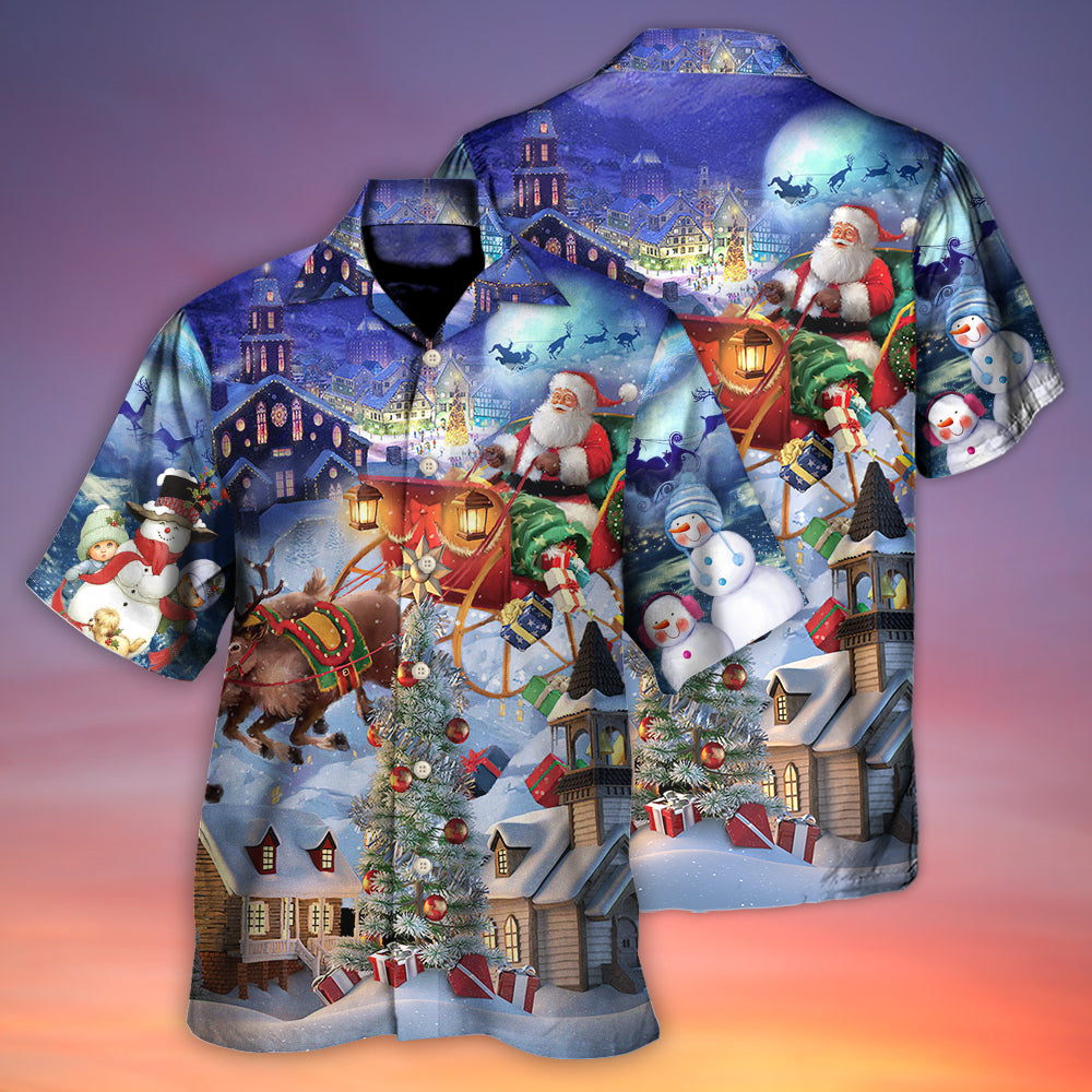 Red Christmas Nosed Reindeer Gift Light Hawaiian Shirt Pattern Detail For Vacation Travel And Daily Wear