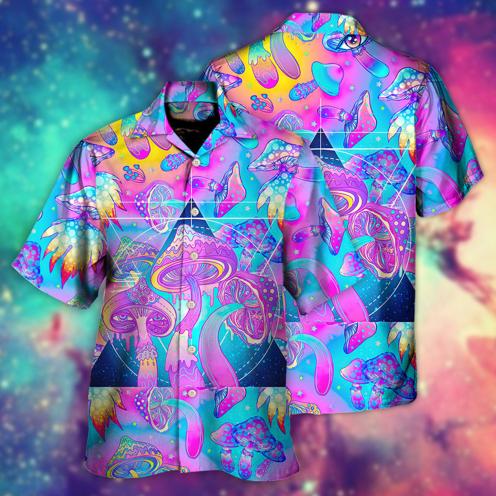 Bohemian Magical Mushroom Psychedelic Tapestry Trippy Hawaiian Shirt Artwork Detail For Resort Trips And Outdoor Activities