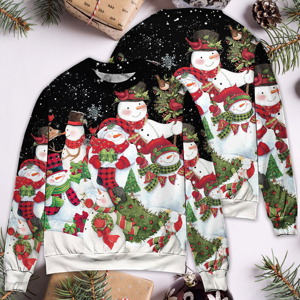 Christmas Cute Snowman Cardinal Happy Xmas Sweater For Holiday Parties Family Gatherings And Seasonal Gift Giving