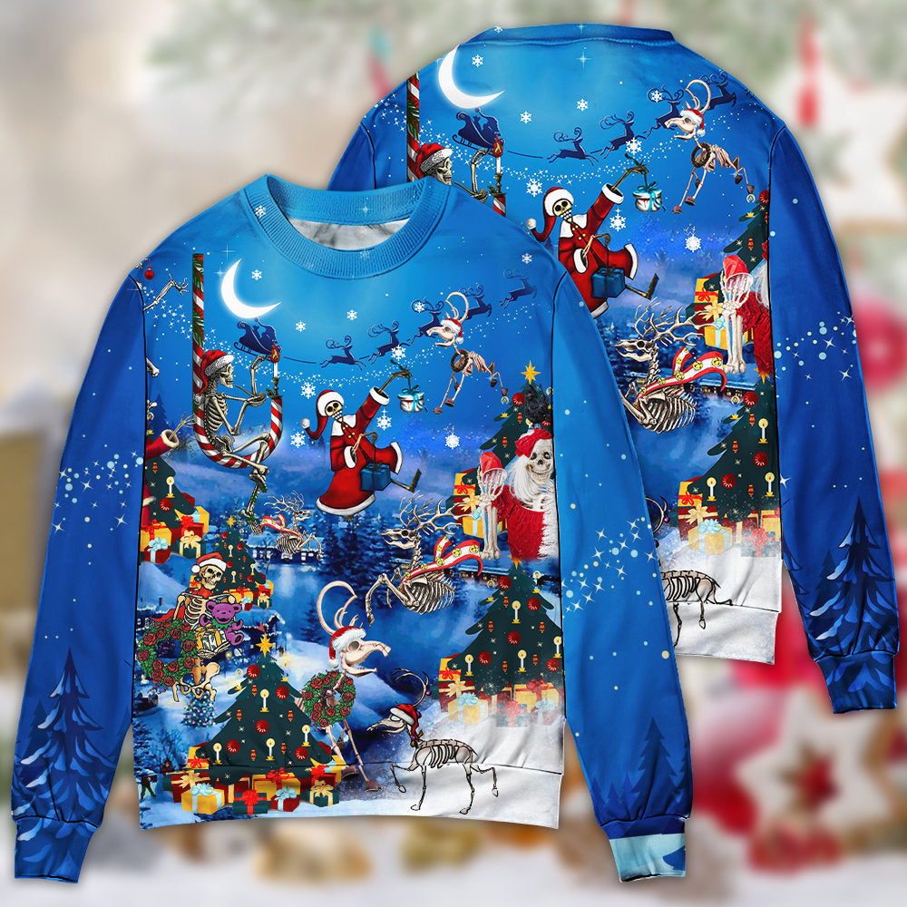 Christmas Skull Merry Xmas Sweater For Family Gatherings Winter Travel And Everyday Seasonal Comfort