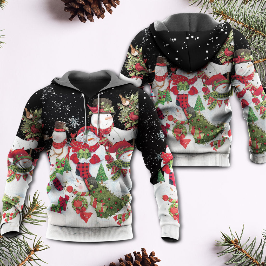 Cute Christmas Snowman Joy Cardinal Hoodie For Winter Streetwear Christmas Travel And Seasonal Home Gatherings