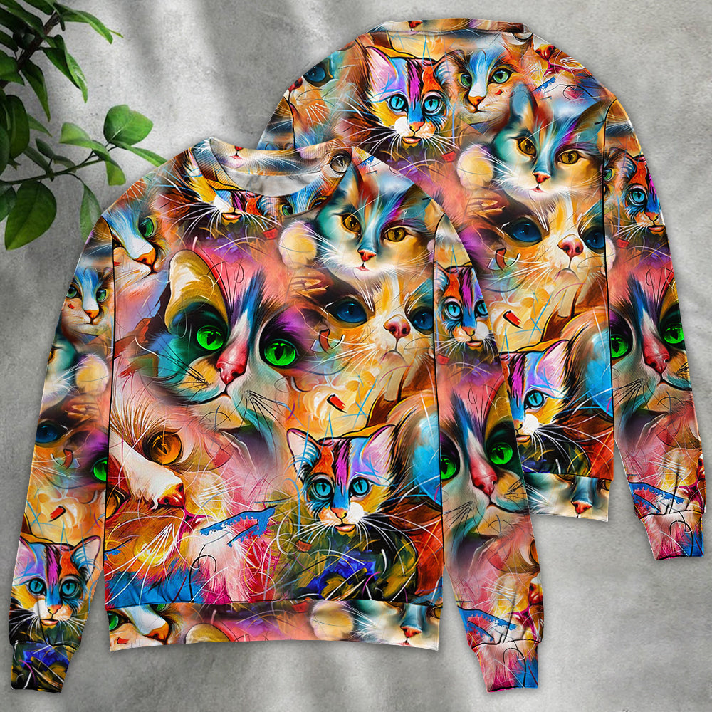 Colorful Cat Sweater For Animal Lovers Casual Wear Holidays And Thoughtful Gifting