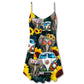 Hippie Elephant Camping Vibes V-Neck Sleeveless Cami Dress For Summer Events And Comfortable Everyday Style