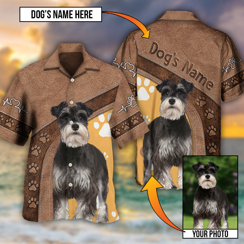 Brown Classic Dog Paw Custom Photo Personalized Hawaiian Shirt Artwork View For Weekend Travel And Beach Style