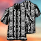 Black White Skull Diamond Hawaiian Shirt For Vacation Days And Relaxed Coastal Outings