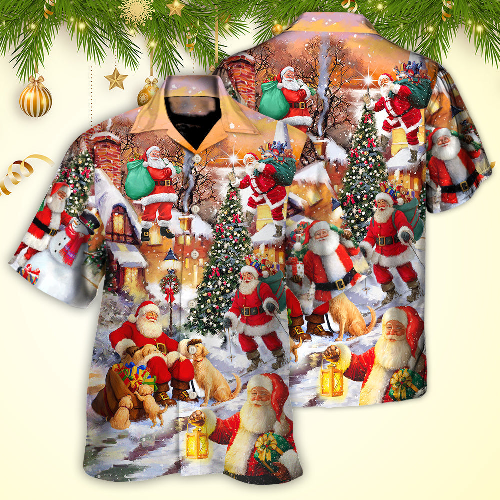 Christmas Santa Town Hawaiian Shirt Creative Print View For Beach Days