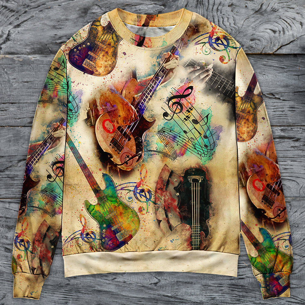 Bass Guitar Music Sweater For Live Events Travel And Relaxed Creative Outfits