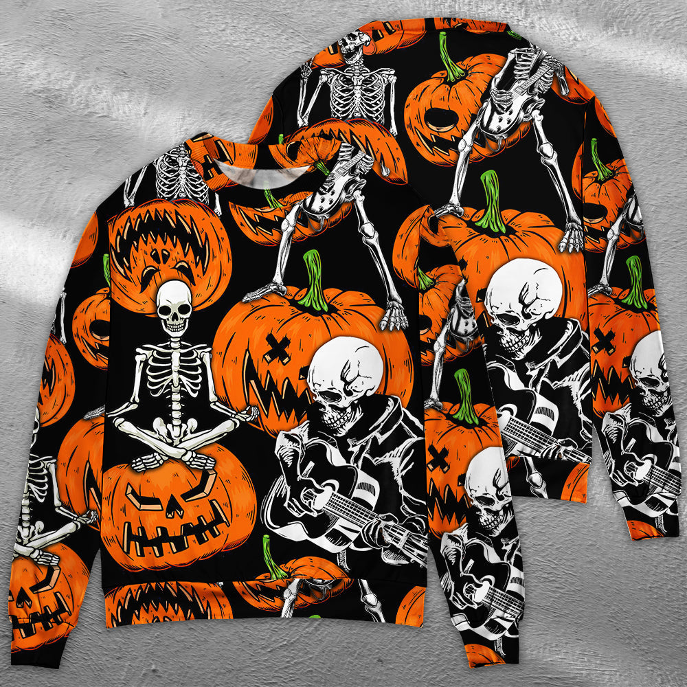 Halloween Skeleton Pumpkin Sweater For Alternative Outfits Seasonal Events And Everyday Comfort