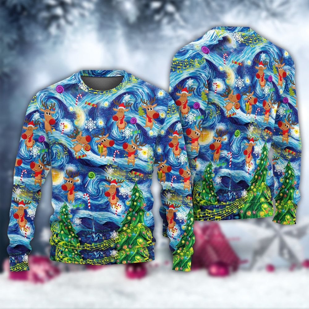 Christmas Dancing Reindeer Happy Sweater For Festive Events Weekend Outings And Comfortable Winter Style