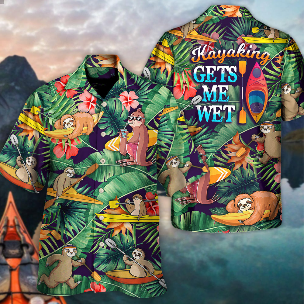 Tropical Funny Kayaking Sloth Hawaiian Shirt For Tropical Holidays, Outdoor Gatherings, And Everyday Comfort