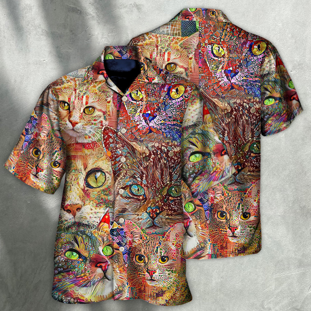 Funny Colorful Cat Hawaiian Shirt For Poolside Relaxation And Sunny Getaways