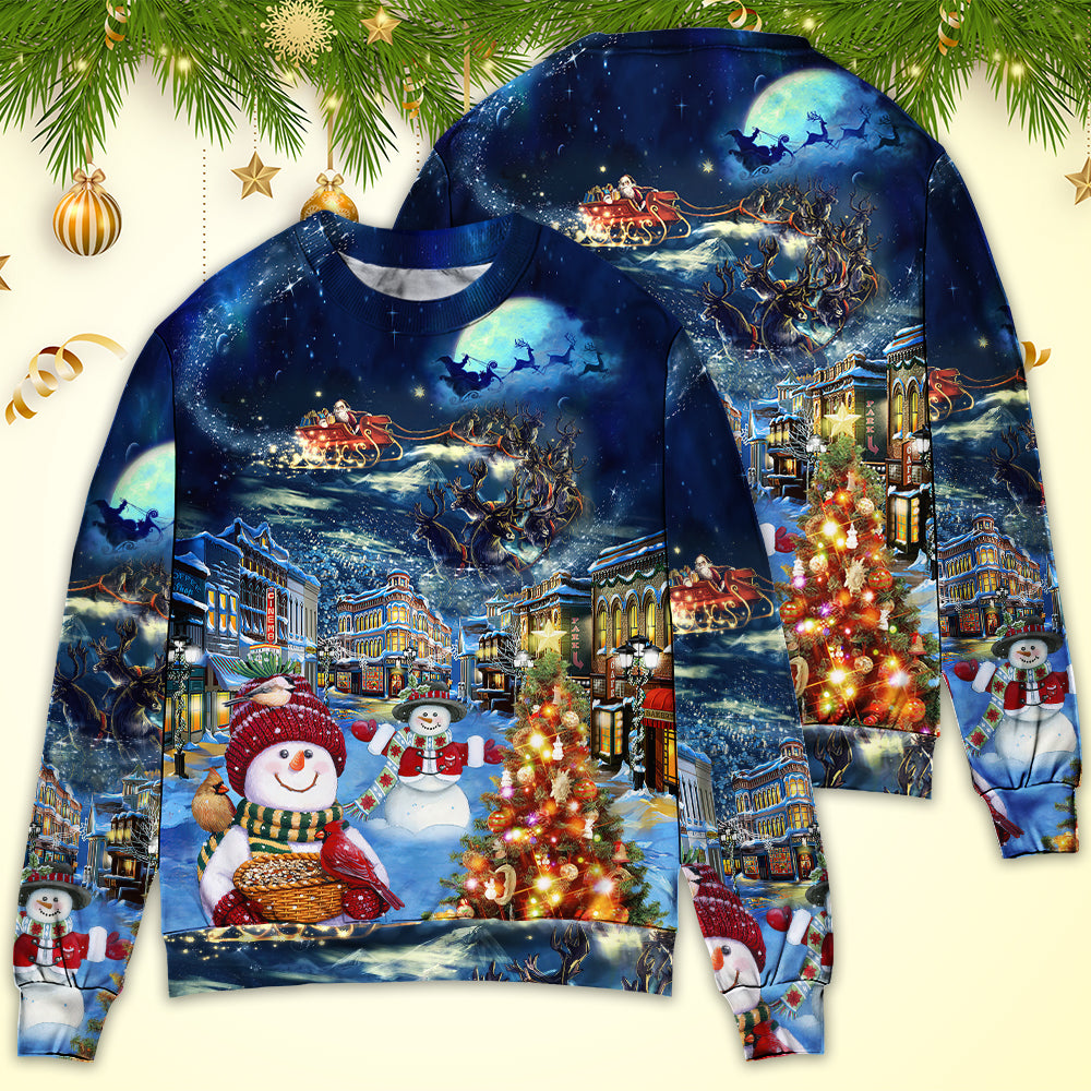 Christmas Family Snowman Santa Holiday Lights Sweater For Festive Family Events Casual Wear And Holiday Gift Giving