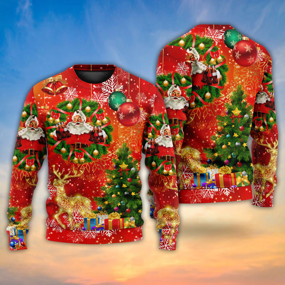 Christmas Santa Holiday Tree Red Light Sweater For Winter Celebrations Family Events And Relaxed Seasonal Styling
