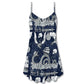 Dragon With Skull Vintage Sea Ship V-Neck Sleeveless Cami Dress For Summer Events And Comfortable Everyday Style