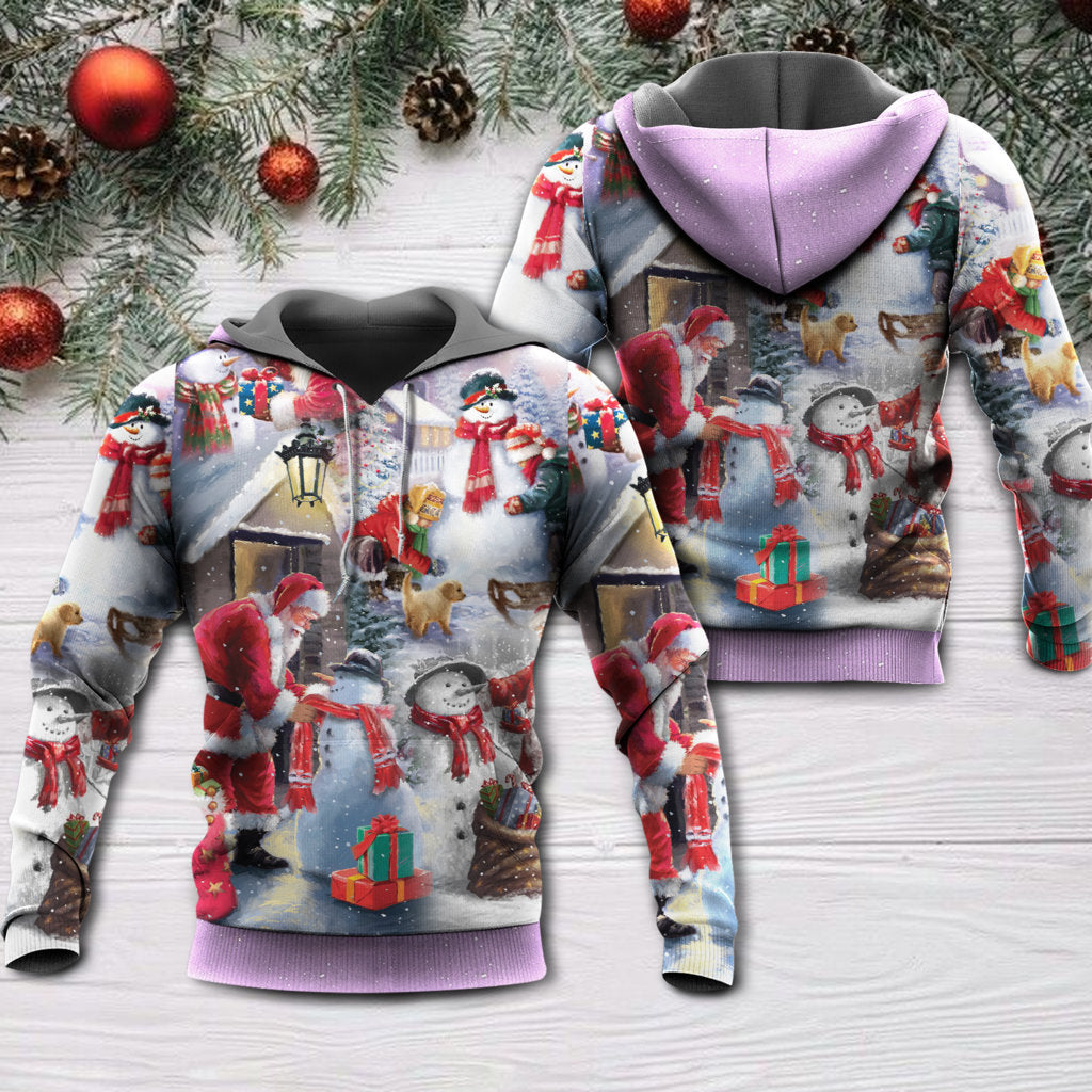 Christmas Santa Snowman Gift Hoodie For Winter Streetwear Christmas Travel And Seasonal Home Gatherings