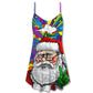 Christmas Hippie Santa Style V-Neck Sleeveless Cami Dress For Festivals Travel And Relaxed Casual Summer Wear