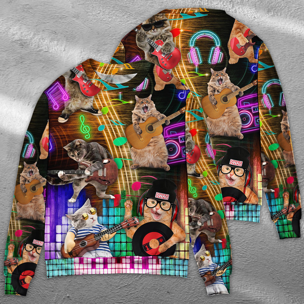 Cat Rocker Music Sweater For Live Events Travel And Relaxed Creative Outfits
