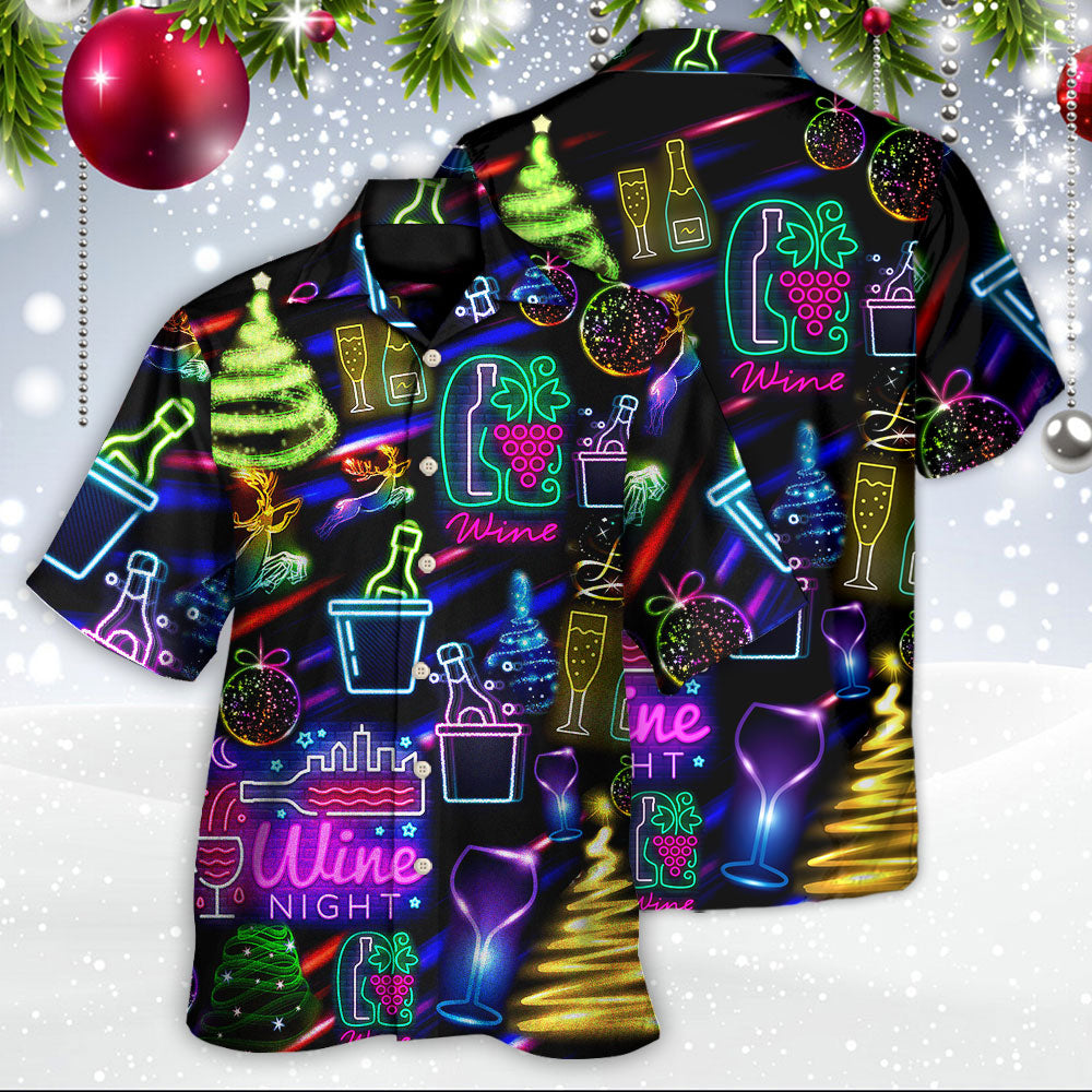 Neon Wine Christmas Drinking Hawaiian Shirt For Beach Parties And Weekend Getaways