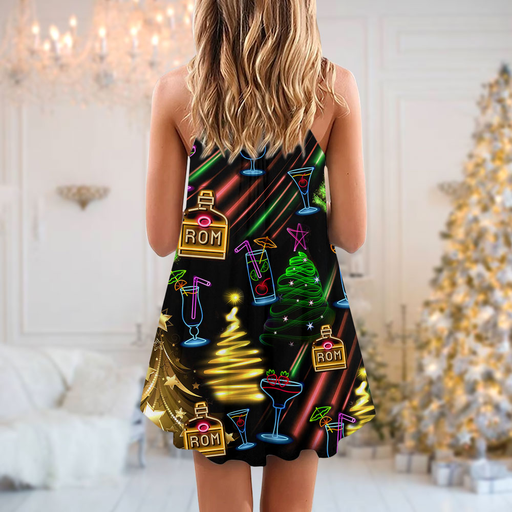 Christmas Celebration Neon Party V-Neck Sleeveless Cami Dress For Summer Events And Comfortable Everyday Style