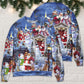 Santa And Snowman Happy Holiday Sweater For Winter Parties Seasonal Adventures And Relaxed Everyday Styling